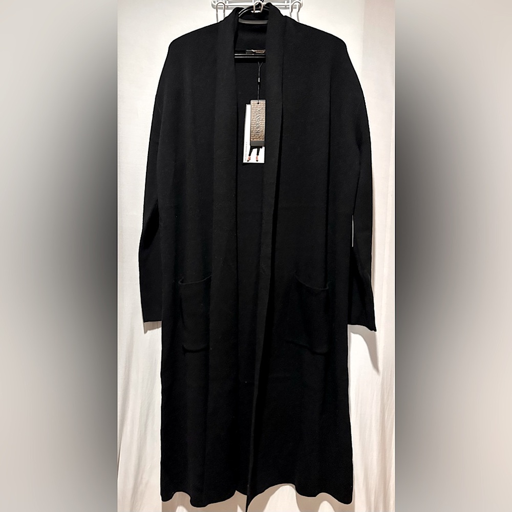 Max Sport Black Long Open Cardigan - Size XL